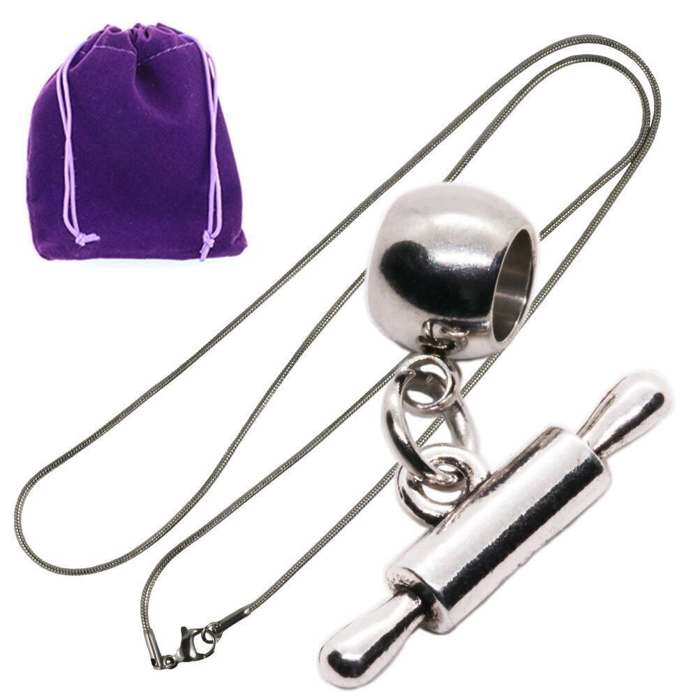 Rolling Pin Necklace with Stainless Steel Snake Chain, Baking Supplies Fashion